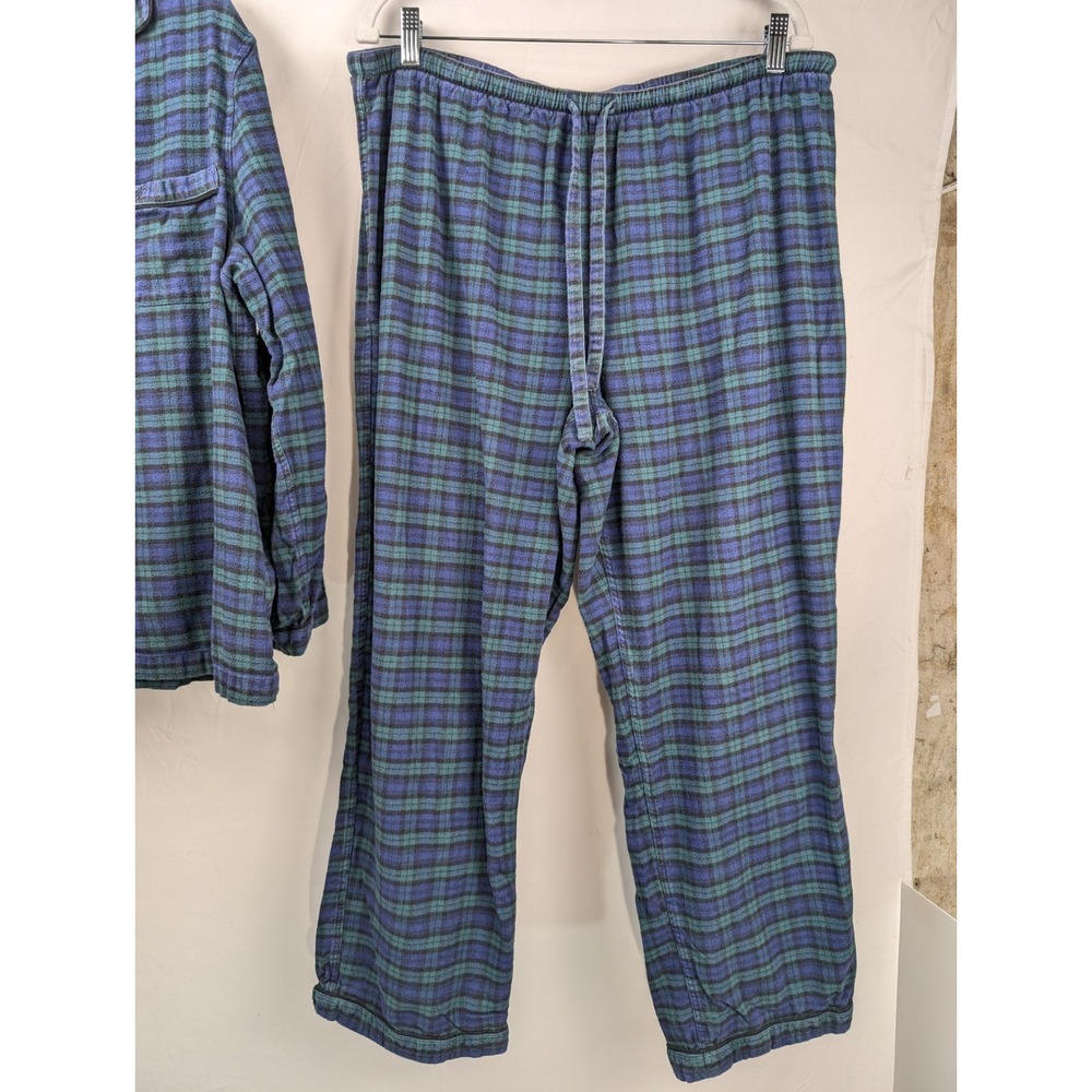 Brooks Brothers Womens Plaid Flannel Pajama Set Size XL Blue Green 100% Cotton - Picture 4 of 9
